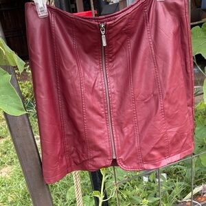 Free People Burgundy Faux Leather Skirt